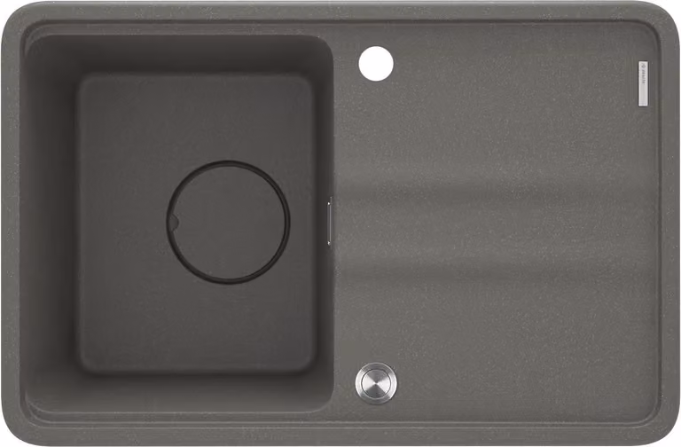 Deante MOMI Lavello in granito a 1 vasca con sgocciolatoio 67x45, antracite metallizzato, installazione a incasso/sottolavello, arresto automatico