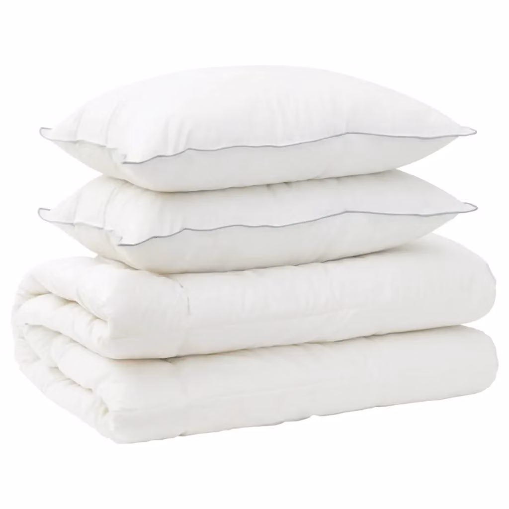 Set di piumone e cuscini 3 pezzi vidaXL 4 stagioni in microfibra e lana bianca L: 155 cm, P: 220 cm – 2