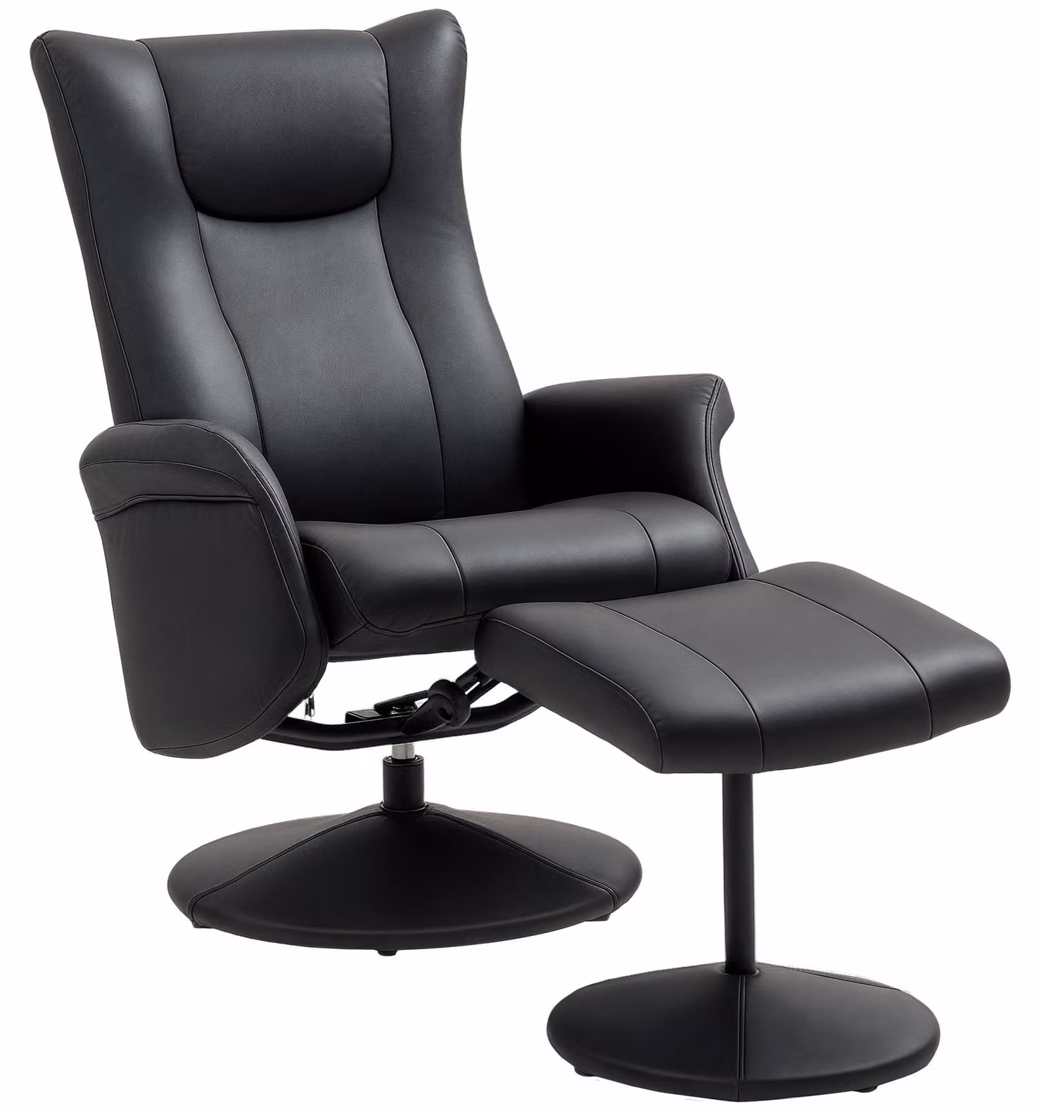 Poltrona reclinabile HOMCOM con poggiapiedi, girevole a 360°, poltrona TV con funzione relax, colore nero