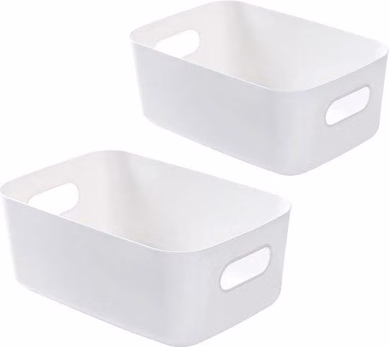 Piccolo contenitore in plastica 19x13,5x7,5 cm, bianco