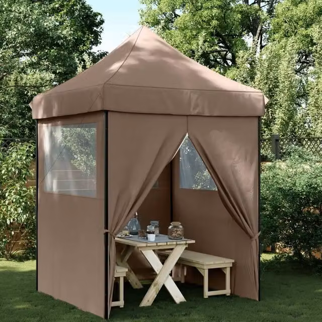 Tendone per feste pieghevole pop-up con 4 pareti vidaXL marrone e nero L/P/H: 306 x 200 x 200 cm