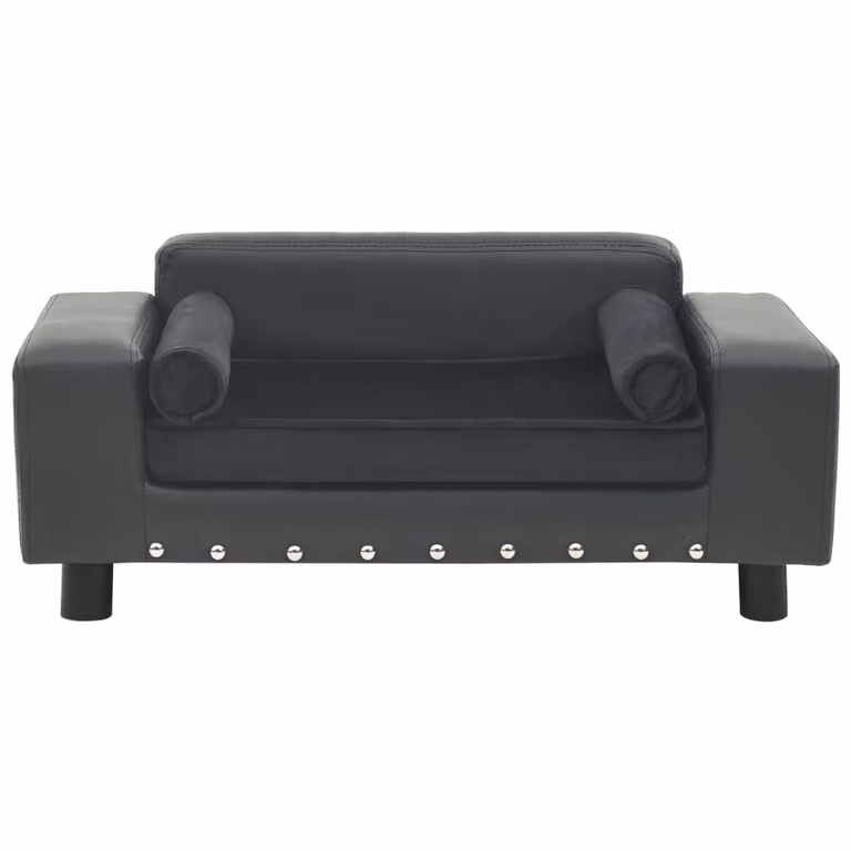 Divano per Cani Grigio Scuro 81x43x31cm in Peluche e Pelle finta
