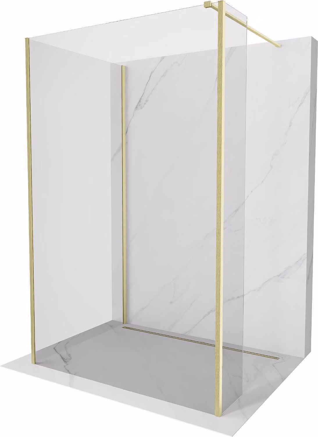 Mexen Kioto parete doccia Walk-in 100 x 70 x 40 cm, trasparente, oro spazzolato - 800-100-070-221-55-00-040