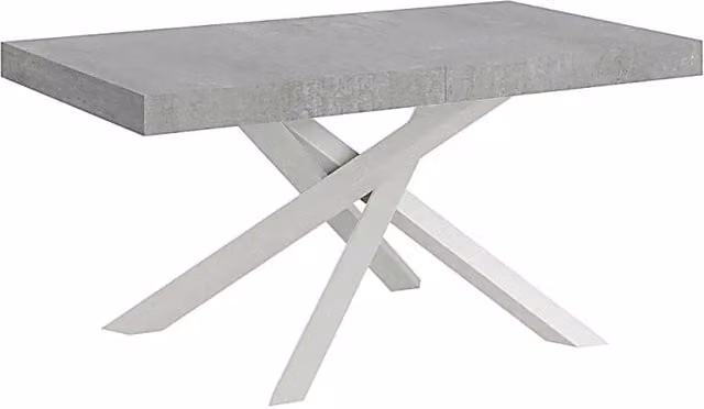 Tavolo allungabile Volantis Itamoby colore cemento con gambe bianche L/P: 160-420 x 90 cm