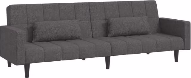 Divano letto | Sof¨¤ letto | Letto singolo a 2 Posti con 2 Cuscini Grigio Scuro in Tessuto