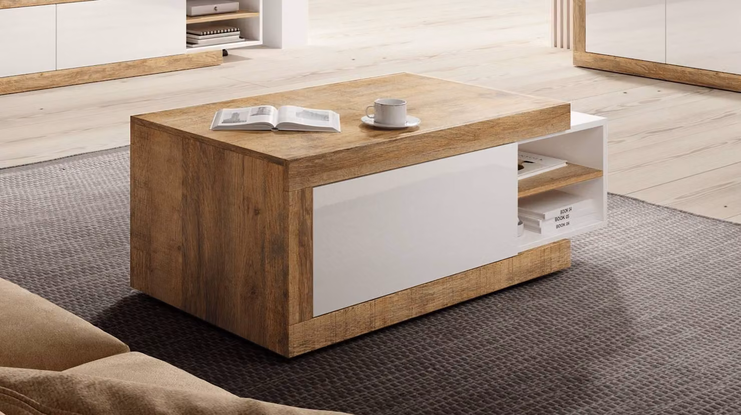 Tavolino da soggiorno KASPAR - rovere samdal / bianco