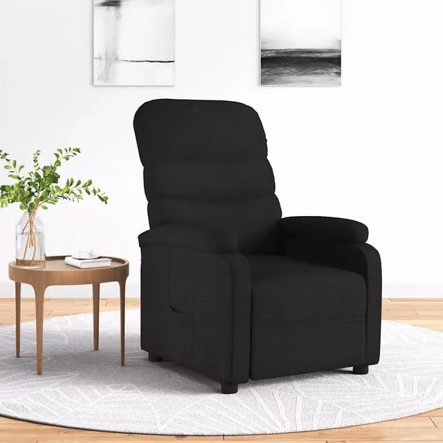 Poltrona Reclinabile Relax vidaXL in Tessuto Nero con Braccioli e Regolazione Manuale