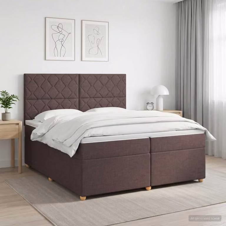 Maison Exclusive - Letto boxspring con materasso marrone scuro 200 x 200 cm Tessuto