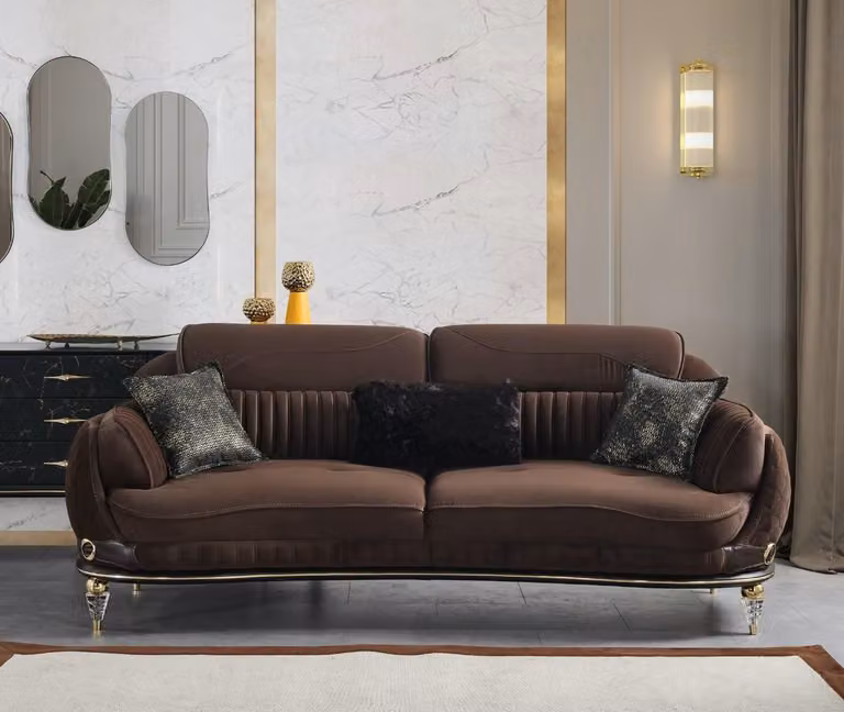 Dreisitzcouch 3-Sitzer-Sofa Dreisitzgarnitur Dreisitzer Polstersofa Dunkelbraun