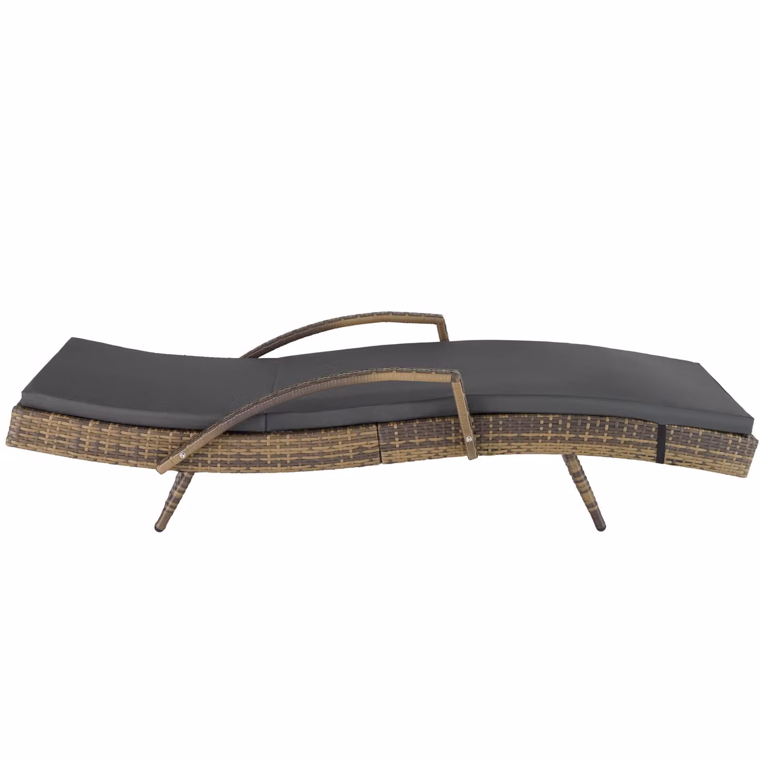 Lettino prendisole moderno TecTake in rattan e alluminio verniciato con poggiatesta regolabile e braccioli, beige e grigio – 1