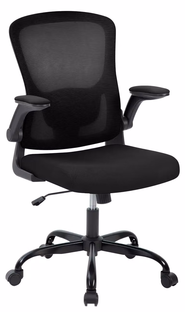 Sedia da ufficio ergonomica - Sedia da scrivania in mesh - Regolabile in altezza - Supporto lombare - Girevole con rotelle - Seduta imbottita - Colore: nero
