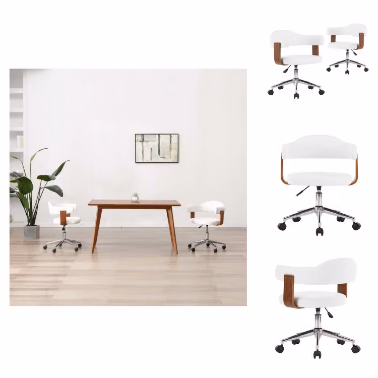 vidaXL Sedie da pranzo girevoli 2 pz. Legno curvo bianco e Pelle finta - Sedie da pranzo