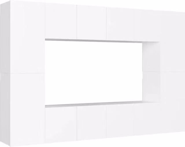 Set Mobili Porta TV 8 pz | Armadietto TV | Mobile Porta TV Bianco in Legno Multistrato