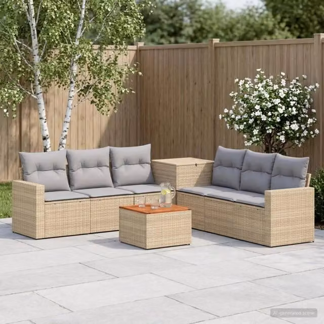 Set di divani 8 pz Beige e Grigio Chiaro 55 x 55 x 37 cm 3448343