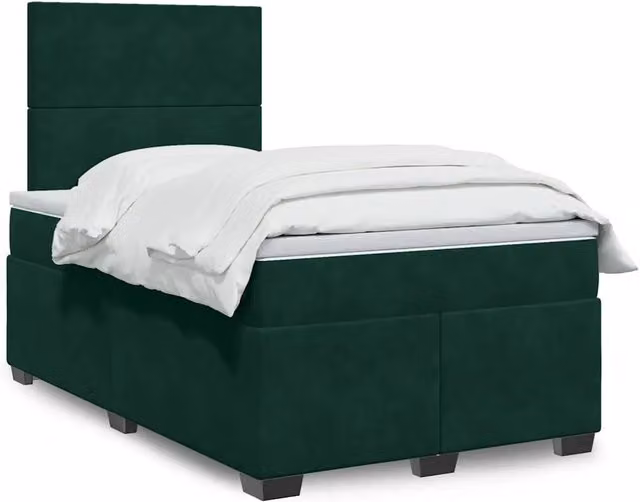 Giroletto a Molle con Materasso Verde Scuro 120x200 cm Velluto 3290879