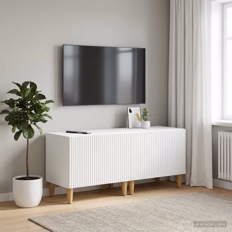 Mobile TV moderno vidaXL in legno MDF bianco per soggiorno con scomparti multimediali