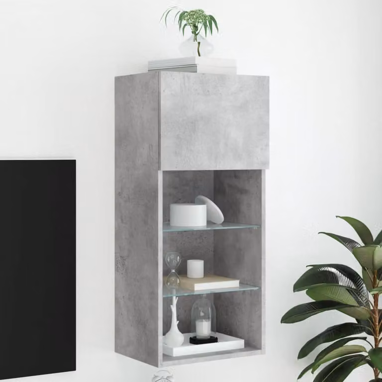 Mobile TV vidaXL con Luci LED Grigio Cemento, L 40,5 cm x P 30 cm x H 90 cm