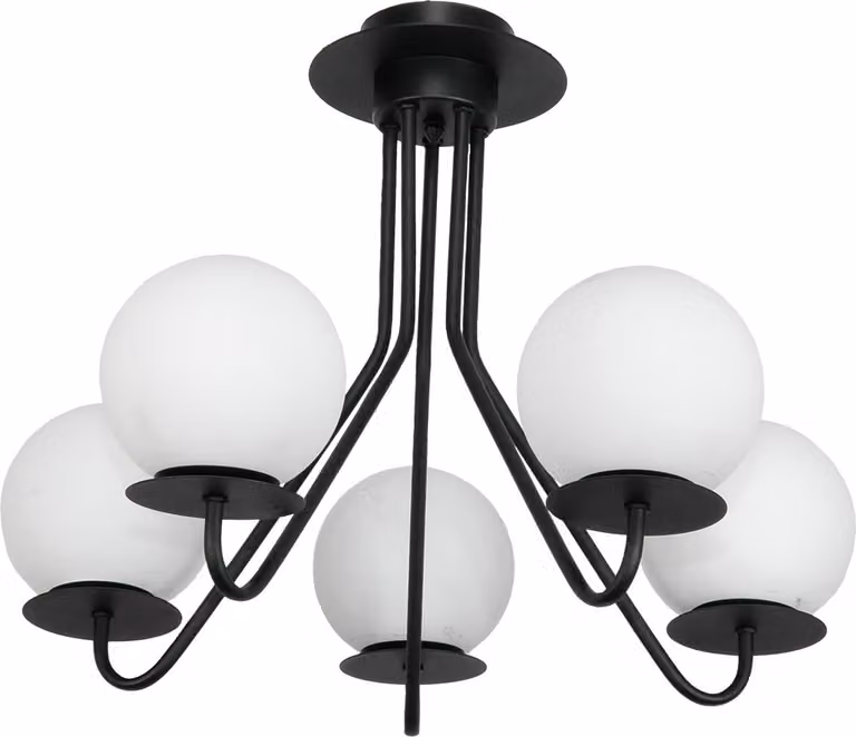 Lampada da soffitto, lampada a sospensione, nero, vetro, bianco, 15-250 LUPIA