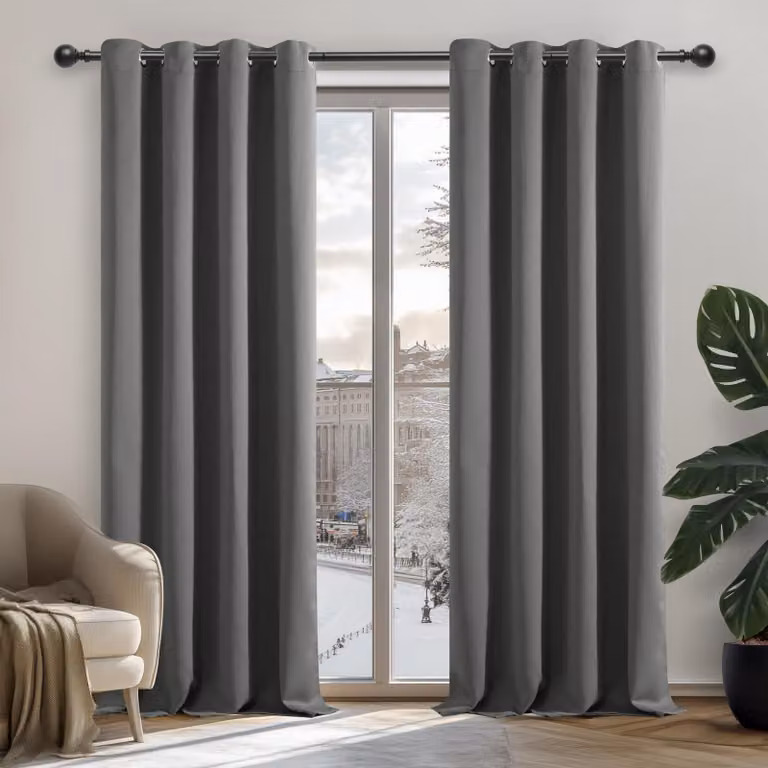 Tende oscuranti con passanti, 160x132 cm, grigio chiaro, set da 2