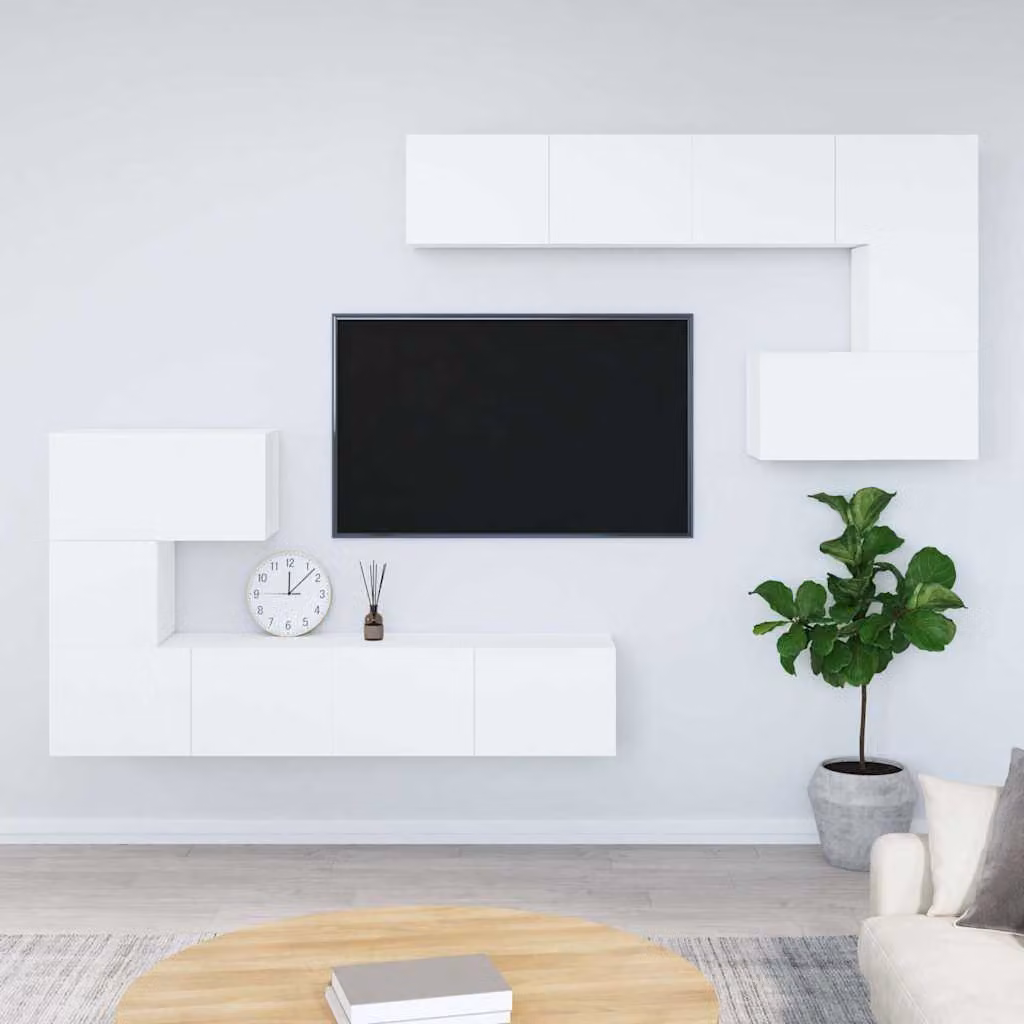 vidaXL Mobile Porta TV a Parete Bianco in Legno MDF e Multistrato L: 80 cm, P: 30 cm, H: 30 cm