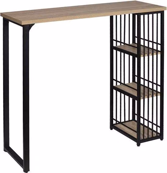 Tavolino da bistrot - Con vano portaoggetti - Per interni - Da cucina - In legno e metallo - Rettangolare - 120x40x105 cm