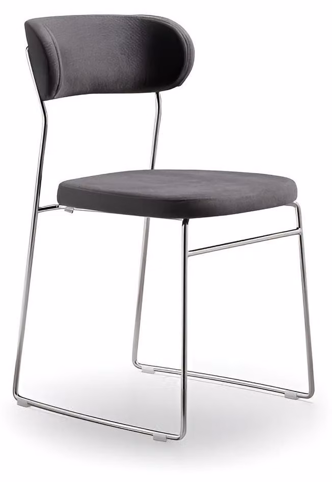 Grauer Polsterstuhl Edle Esszimmerstühle Designer Metallgestell