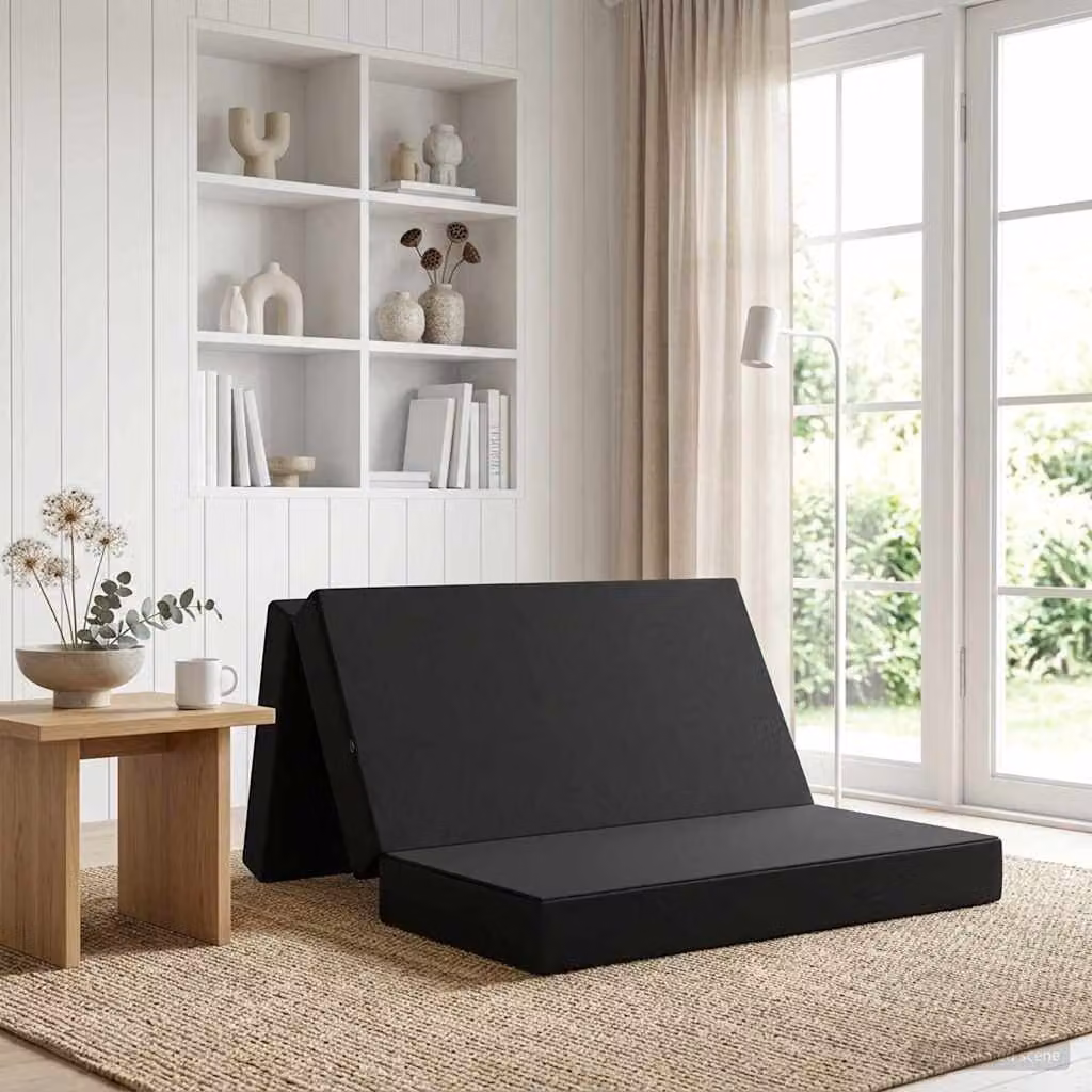 vidaXL Divano Letto Pieghevole Moderno Nero L: 140 cm, P: 67 cm, H: 45 cm