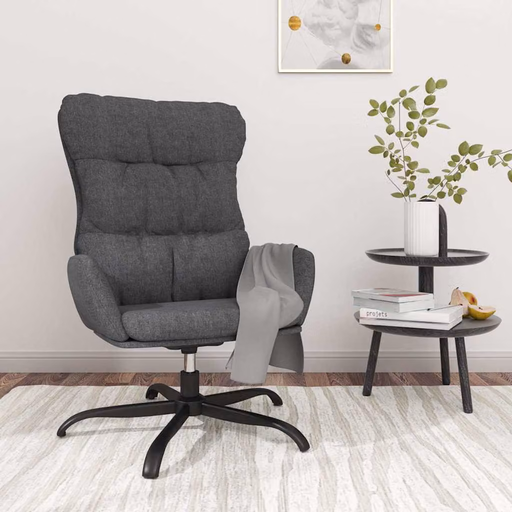 vidaXL Poltrona Relax Reclinabile con Braccioli e Rotazione 360 Gradi, Grigia, Struttura in Metallo e Rivestimento in Tessuto