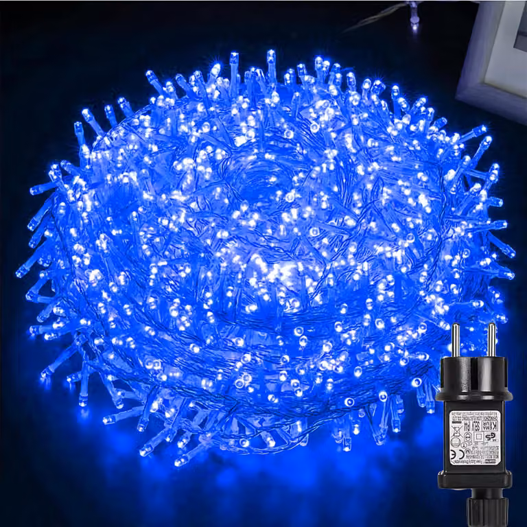100M 800LEDs, 8 modalità di luce, luci natalizie a LED, luci fiabesche elettricità cavo trasparente, luce per decorazione interna, illuminazione per feste, blu