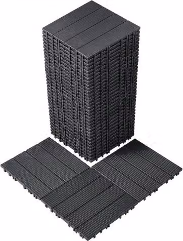 Set di 36 piastrelle per patio ad incastro VEVOR in plastica impermeabile per piscina e cortile, Grigio Antracite, L/P/H: 30 x 30 x 2 cm