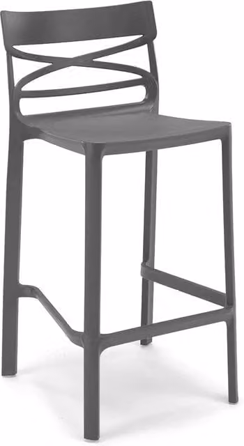 Sgabello FLOW Redokasa in polipropilene grigio con poggiapiedi, design moderno per cucina, sala da pranzo o giardino, Altezza: 65 cm