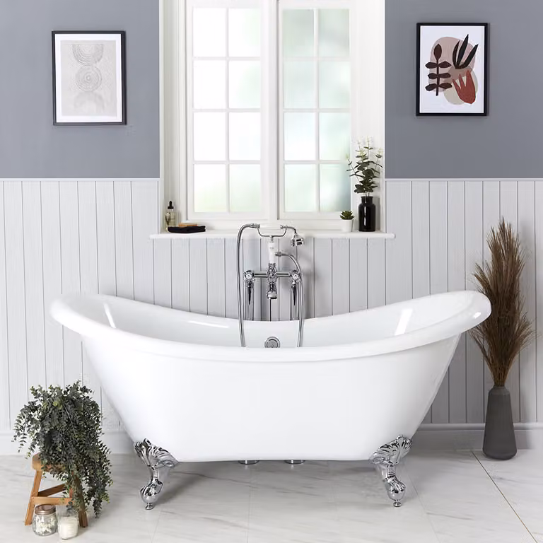 Vasca Centro Stanza Classica Acrilico 1750x730mm - Piedini tradizionali cromati - Freestanding