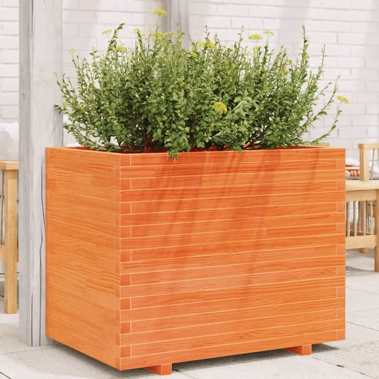 Fioriera da giardino in legno massello vidaXL Marrone Cera L: 90 cm, P: 60 cm, H: 72 cm