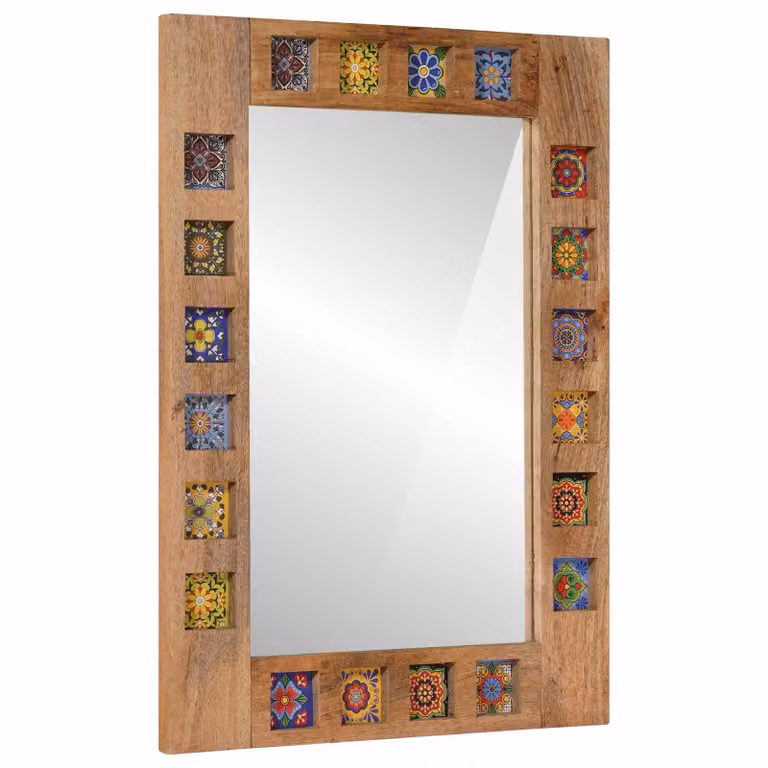 Specchio da bagno con archiviazione vidaXL in legno, colore beige/marrone, L: 50 cm, H: 70 cm, P: 3 cm