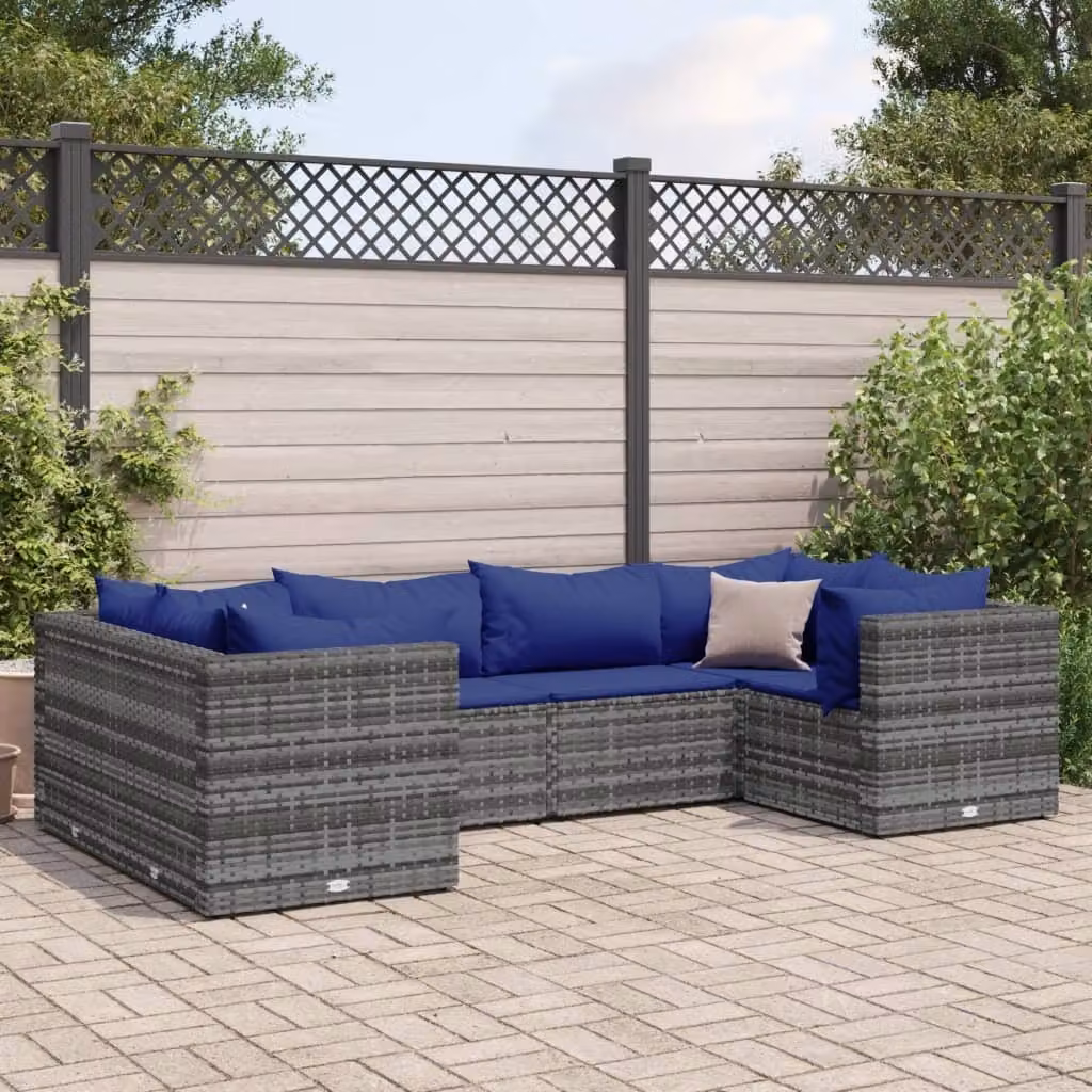 Maison Exclusive - Set da giardino 6 pezzi con cuscini grigio in polyrattan