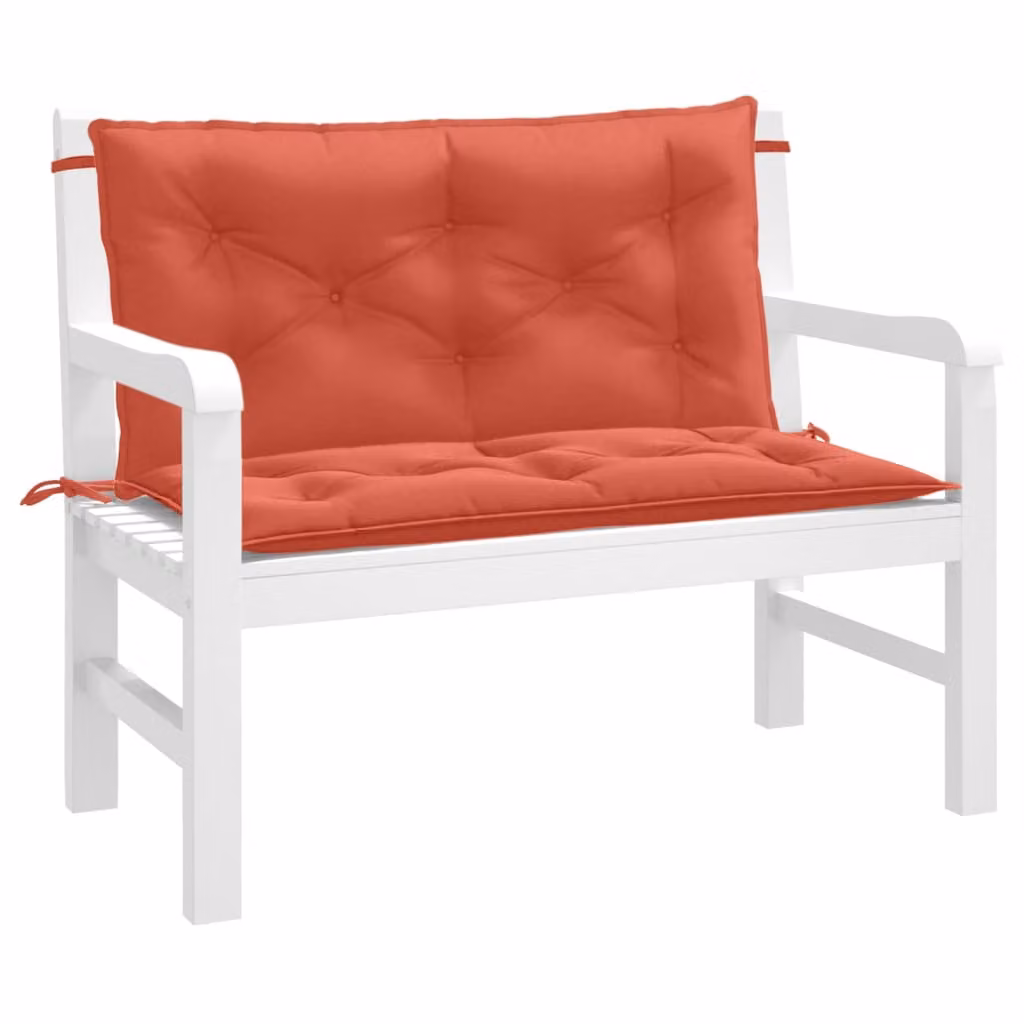 Set di 2 cuscini per panca da giardino vidaXL in tessuto rosso, L 100 cm x P 50 cm x H 7 cm