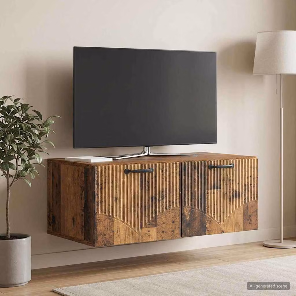 vidaXL Mobile Porta TV da Muro in Legno Antico Marrone L: 78,5 cm, P: 41 cm, H: 30 cm