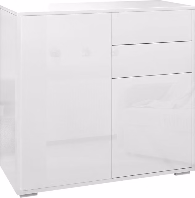 Credenza XYLO con 2 cassetti e 2 ante bianco lucido L: 79 cm, P: 36 cm, H: 74 cm