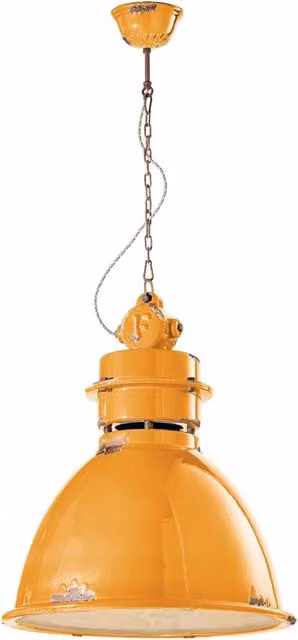 Lampadario a sospensione Industrial Ferroluce in metallo e ceramica gialla con lampada E27, diametro 50 cm