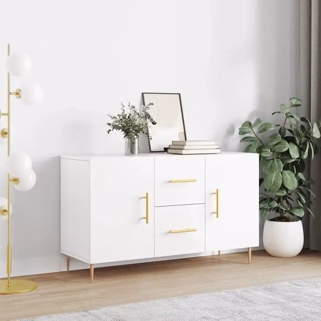 Credenza moderna bianca vidaXL in legno e metallo L 100 x P 36 x H 60 cm