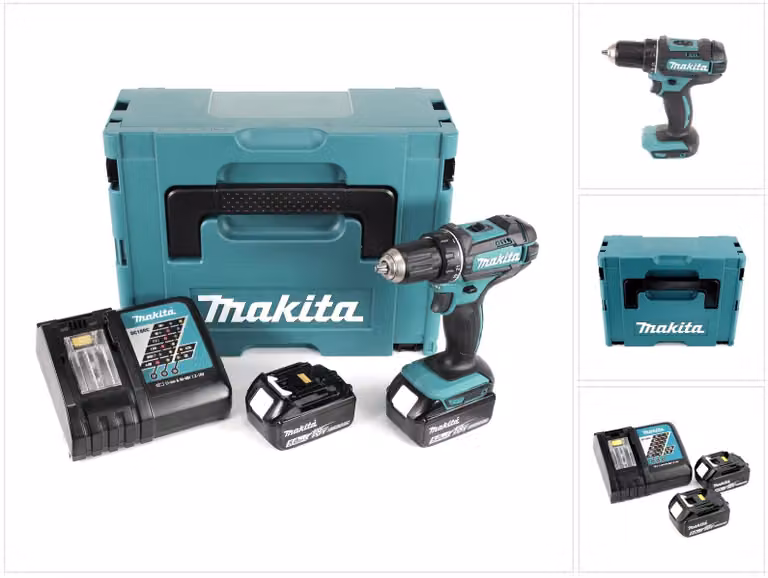 Makita DDF 482 RTJ Trapano avvitatore a batteria 18V in valigetta Makpac + 2x Batterie 5,0 Ah + Caricabatterie