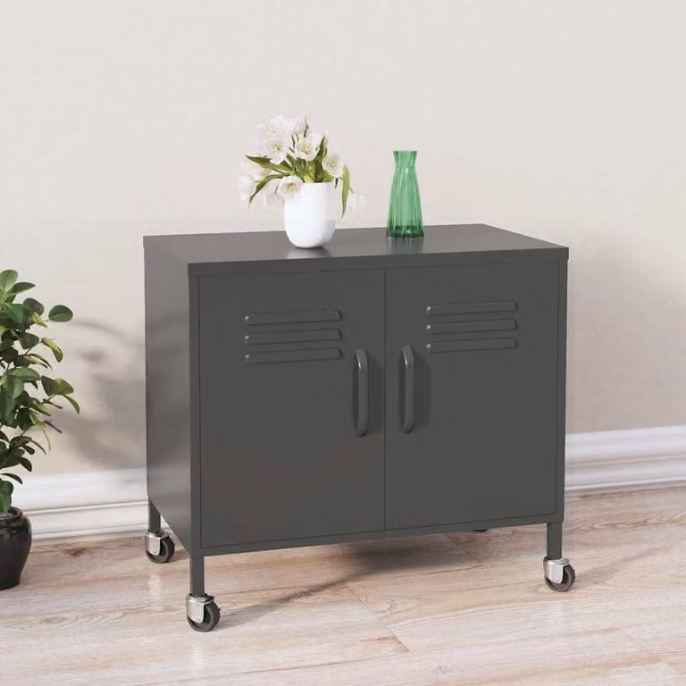 Armadietto freestanding vidaXL in metallo antracite con ripiani interni e ante a battente L/P/H: 60 x 35 x 56 cm