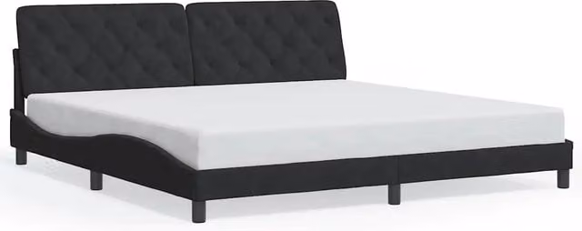 Letto matrimoniale | Letto per adulti | Giroletto senza Materasso Nero 200x200 cm in Velluto