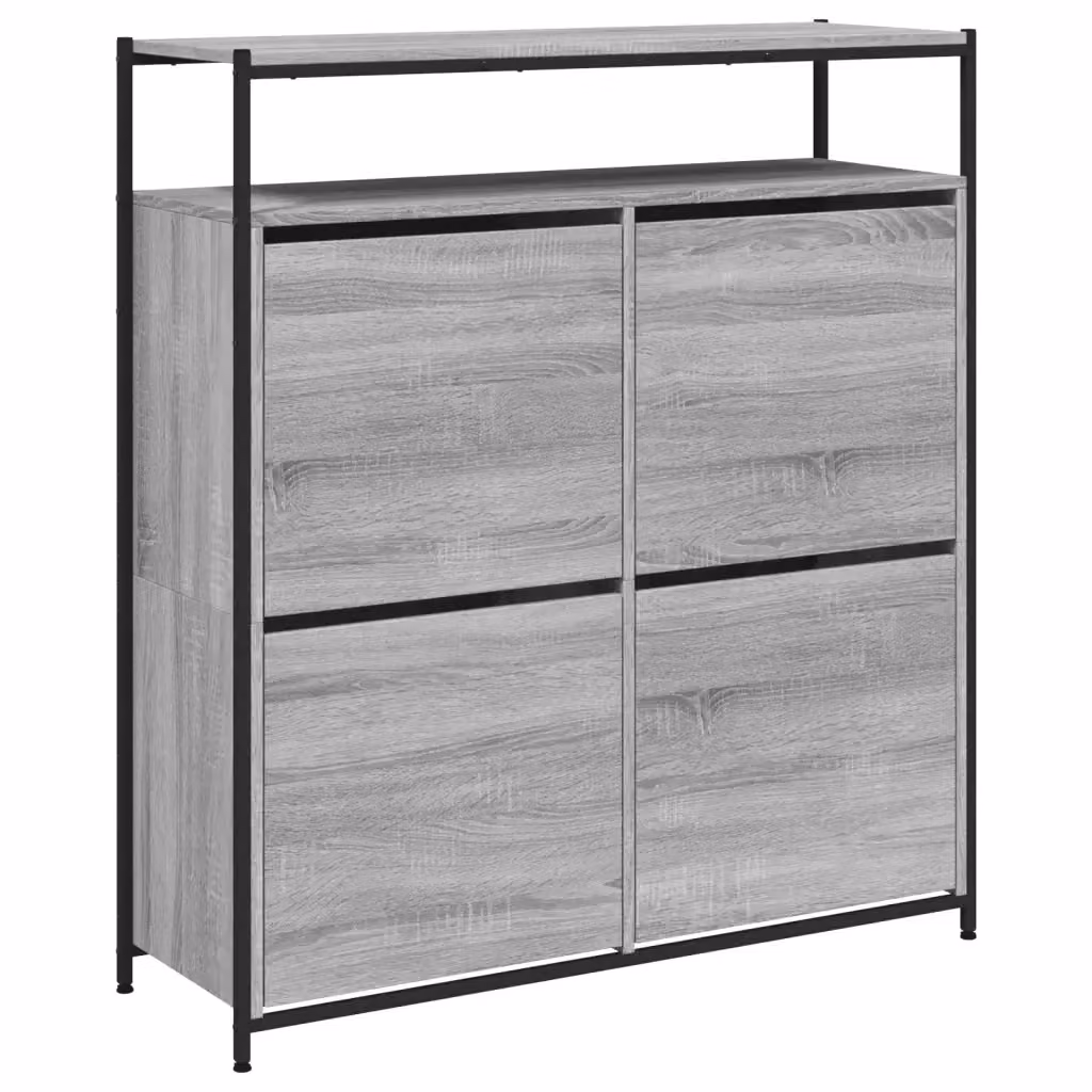 Scarpiera moderna vidaXL con scomparti ribaltabili grigia, da appendere a parete, L: 100 cm, P: 34 cm, H: 112 cm – 2