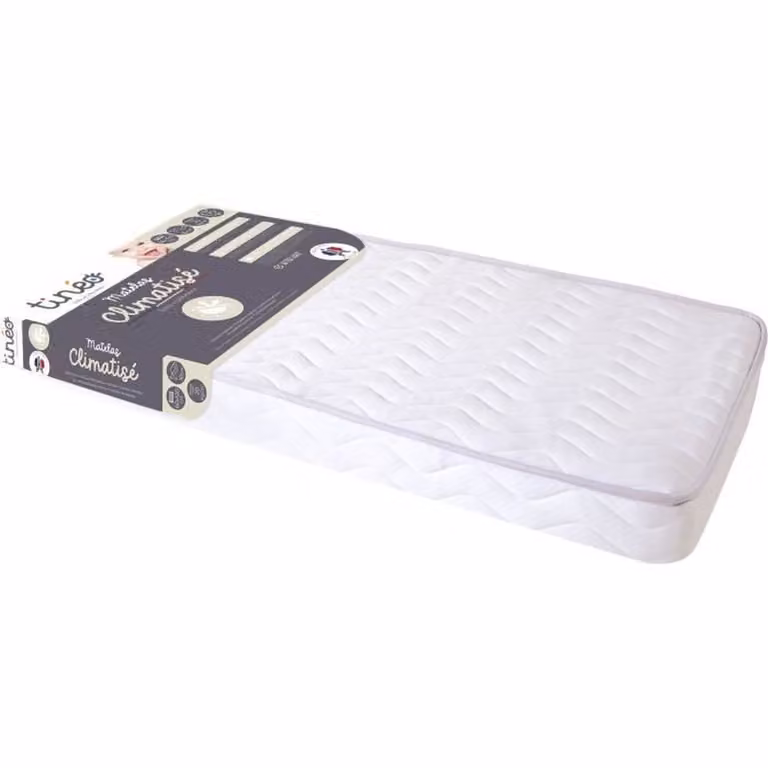 Materasso per bambini Tineo climatizzato, antibatterico, resistente alla muffa, bianco, 60x12020x10cm