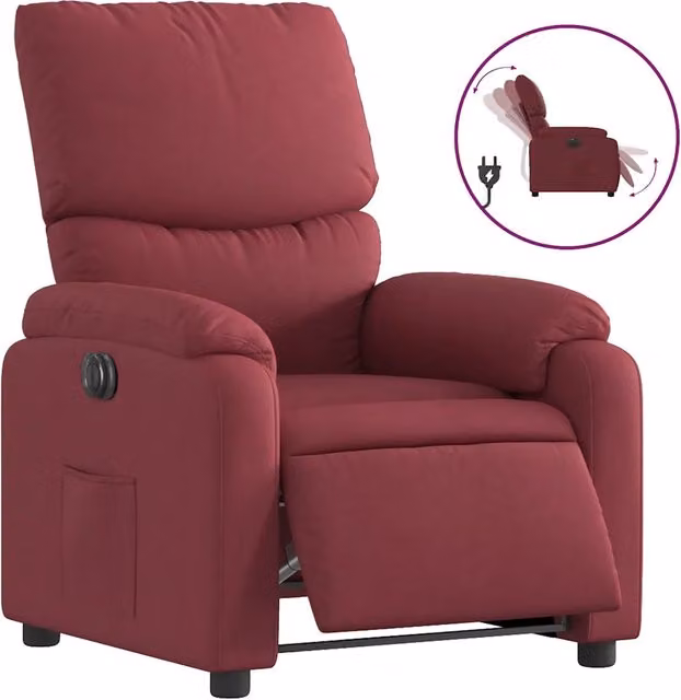 Poltrona Relax Elettrica Reclinabile DESIGN IN in Tessuto Rosso – 1