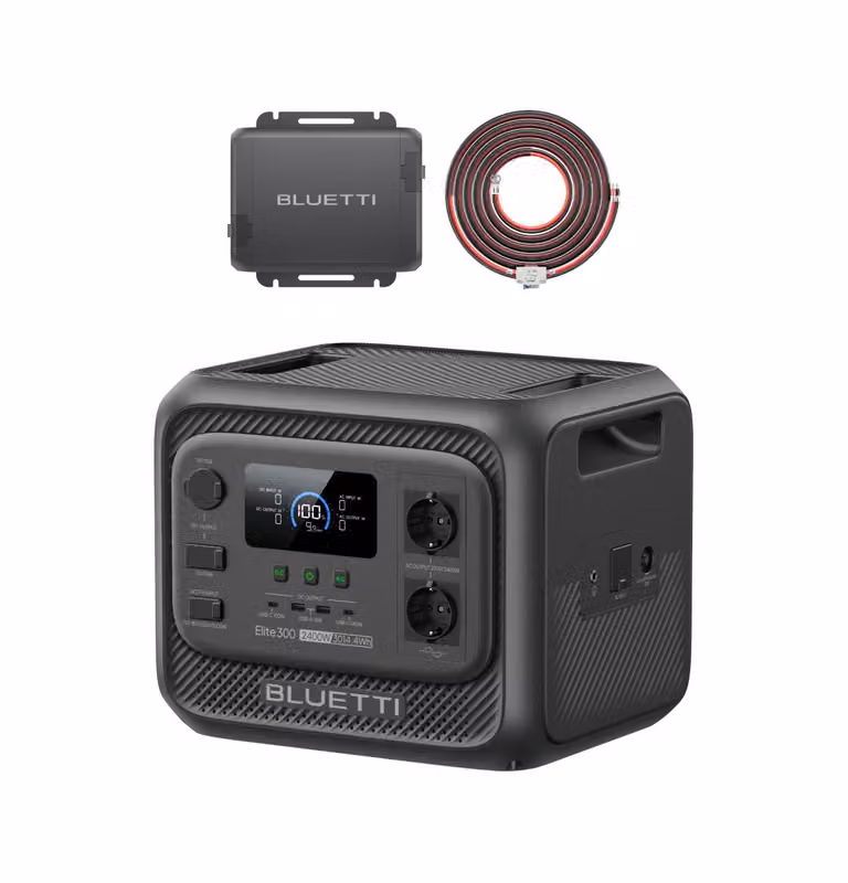 BLUETTI Elite 300 Powerstation & Charger 1, generatore-caricabatterie da 3014,4 Wh, ricarica rapida in auto, batteria di riserva per campeggio e camper