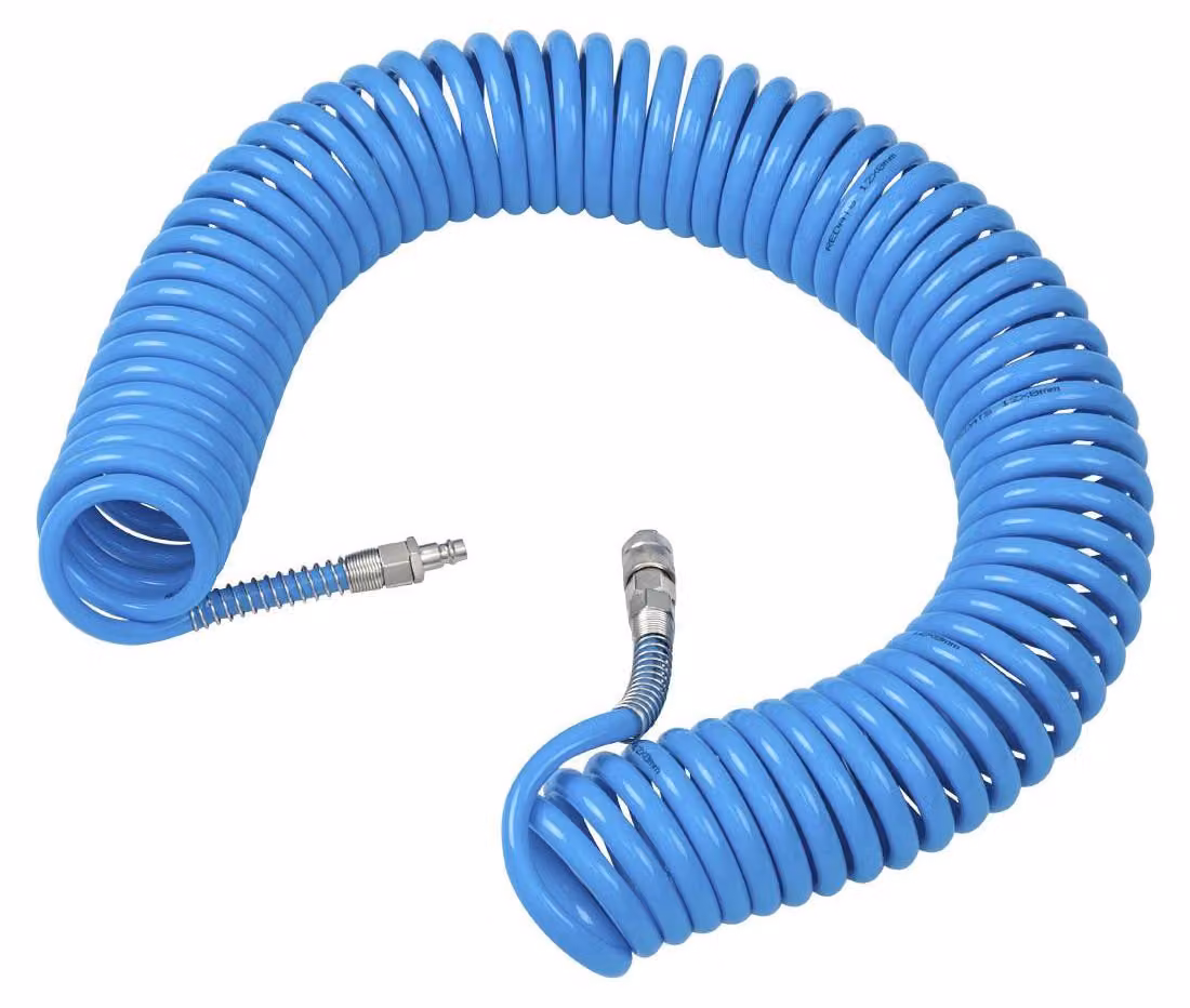Tubo a spirale per aria compressa, 15 m diametro 8 × 12 mm con attacchi rapidi inclusi