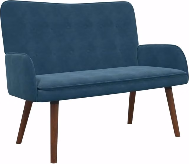 Divano a due posti in velluto blu per soggiorno e camera da letto L: 115 cm, P: 61 cm, H: 87 cm – 1