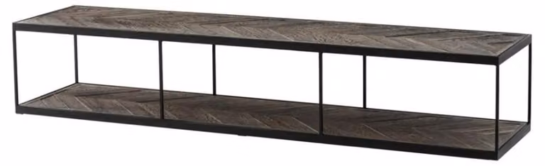 Tavolino Casa Padrino in acciaio galvanizzato e legno di rovere invecchiato - tavolo da salotto di design